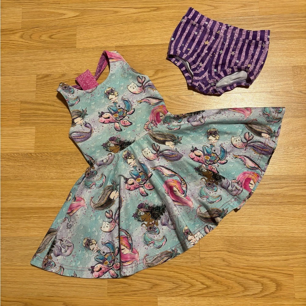“Mischief + Wonder” dress with mermaids size 2T